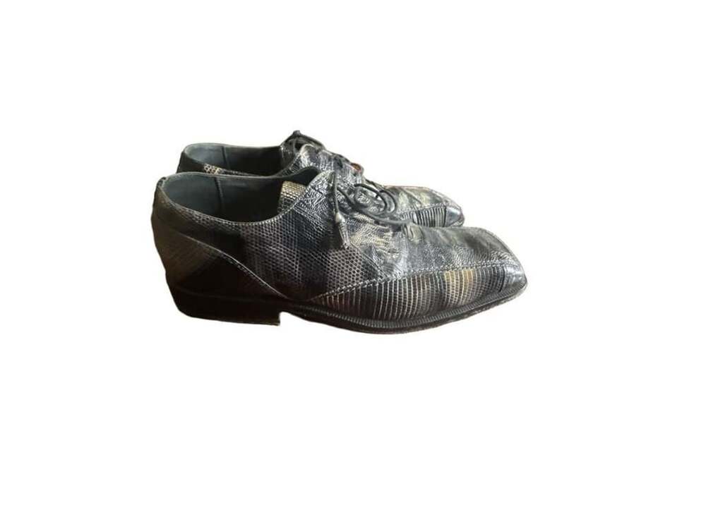 Slick Exotic Dress Shoes Gray Animal Print